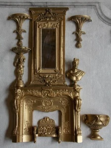 Dolls house Ornate Style Fire Place Mirror and Accessories 1 / 12th Scale - Picture 1 of 1