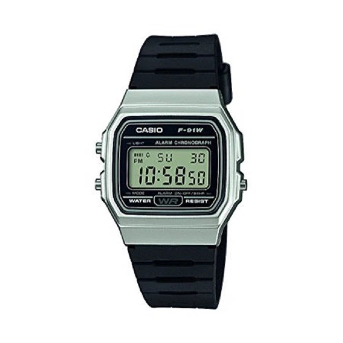 Casio Men's Quartz Digital Databank Black Resin Band 30mm Watch F91wm-7a
