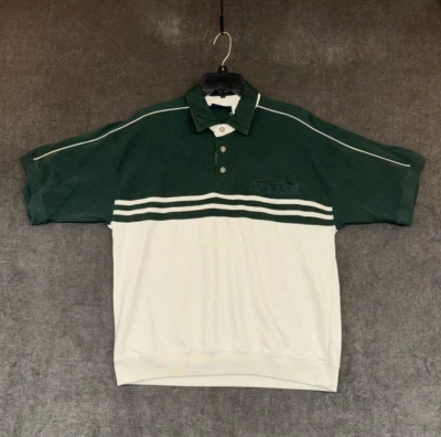 винтажный пуританский полосатый подол s/s colorblock рубашка-поло мужской L гольф сопрано папа 90-х - Изображение 1 из 4