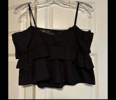 Camisola corta Express Jr mediana negra con volantes nueva con etiquetas Foto 1 de 2