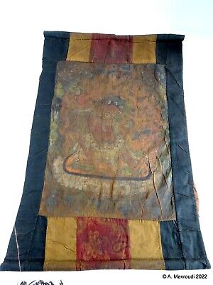 Tibetan Thangka Vajrabhairava (Yamantaka) Rare Antique 18th Or 19th Century / • 850£
