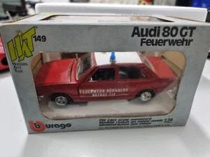 BBURAGO 0106 AUDI 80 GT FEUERWEHR NURNBERG NOTRUF 112 -RED 1:24 rare- GOOD - B22 - Foto 1 di 11