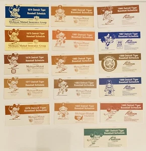Lote de horarios de béisbol DETROIT TIGERS (16) 1974-1991 - Michigan Mutual - Imagen 1 de 1