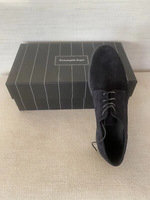 Oxford de gamuza Zegna.  Talla 9 EE. UU., gamuza azul.  Precio de venta sugerido por el fabricante $575. *Nuevo en caja* Foto 1 de 4