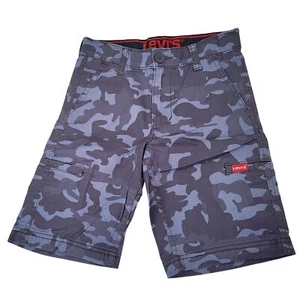 Levi's Youth Boys Blue Camo Cargo Shorts Adjustable Waist Flex Stretch Size 8 - Picture 1 of 9