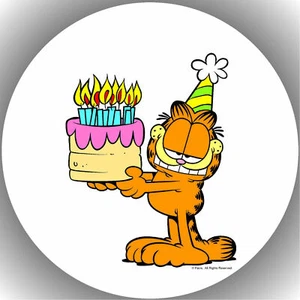 Ostia per torta compleanno festa immagine torta fondente - cialda Garfield P24 - Foto 1 di 1