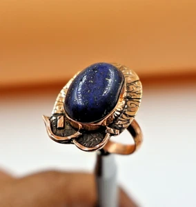 Lapis Lazuli Handmade Statement Ring Vintage Inspired Copper Boho Design US"6.75 - Picture 1 of 6