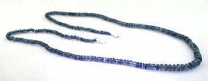 Cuenta de gema de zafiro azul natural graduada de 46 quilates de 2,2 a 4,5 mm cadena de 17 pulgadas - Imagen 1 de 3