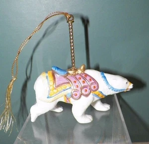LENOX CAROUSEL ANIMALS CHRISTMAS DECORATIVE ORNAMENT 1989 POLAR BEAR EUC 3 3/4" - Picture 1 of 6