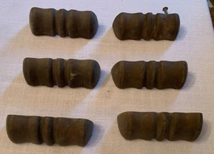 6 pc . set Antique Wood Drawer Pulls  1920's ? - Picture 1 of 4