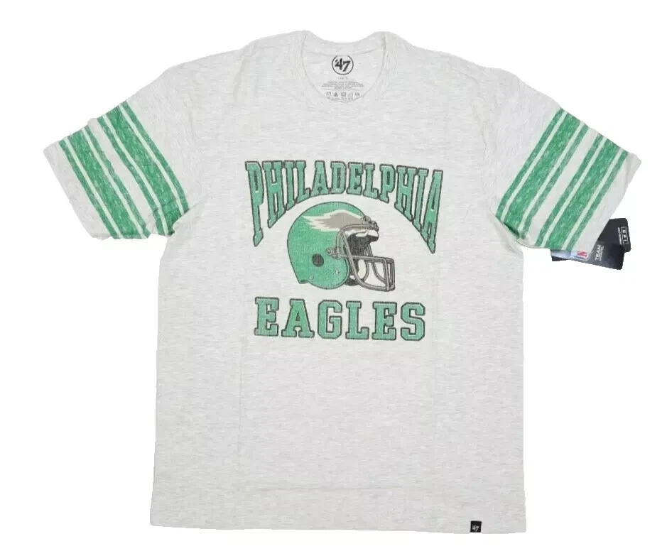 Рубашка с коротким рукавом Philadelphia Eagles 47 Brand Relay серая унаследованная винтажный логотип L - Изображение 1 из 4