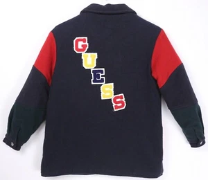 Vintage 90s 00s Y2K Guess Made in USA Kids Boys Girls Spell Out Jacket 100% Wool - Picture 1 of 14