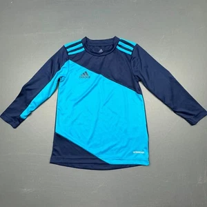 Adidas Aeroready Shirt Boys 5-6Y Blue LS Soccer Training Top Padded Elbows - Picture 1 of 12