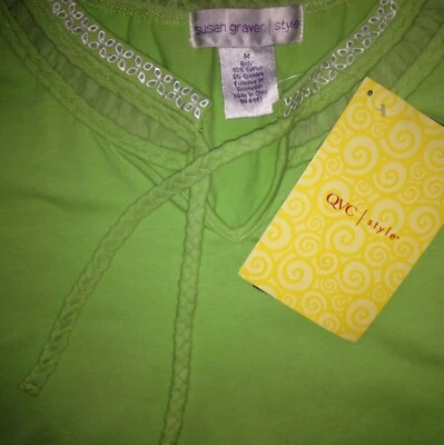 SUSAN GRAVER TOP ELÁSTICO VERDE LIMA M 10-12 NUEVO Chifón Inserto CAMISA MEDIANA NUEVA CON ETIQUETAS  Foto 1 de 3