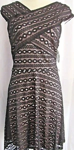 AUW SECRET CHARM WOMEN'S BLACK LINED LACE DRESS OFF THE SHOULDER SIZE 6 NWT - Picture 1 of 7