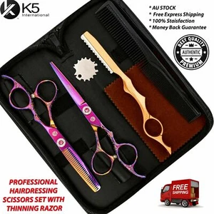 Professional Hairdressing Scissors Barber Salon Hair Cutting Shears Razor Set - Picture 1 of 9