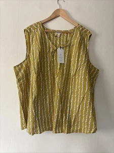 Seasalt ‘Cobs Well Top’ Straw Yellow Patterned Organic Cotton Size UK 26-28 NWT - Picture 1 of 8