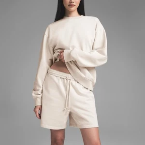 Skims Womens Cotton Fleece Boyfriend Short Beige Sz. L Casual Lounge Athleisure - Picture 1 of 9