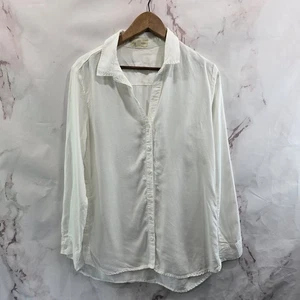 Anthropologie Cloth & Stone Shirt Womens Small White Side Button Up Long Sleeve - Picture 1 of 11