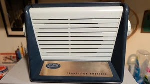Radio Vintage Heathkit Portatile Transistor Oro Polvere Blu Navy Funzionante! - Foto 1 di 12