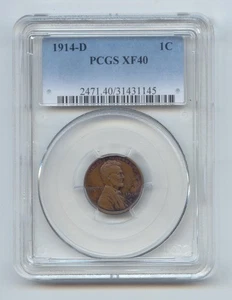 1914-D Key Date Lincoln Wheat Cent, PCGS XF-40 - Picture 1 of 2