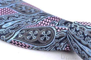 ERMENEGILDO ZEGNA Current Blue Pink Jumbo Paisley 100% Silk Luxury Tie - 3.25" - Picture 1 of 5