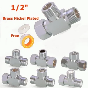 1/2" BSP Tee - männliche und weibliche Messingsverbinder Rohr Chrome Kraftstoff - Picture 1 of 15