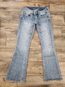 American Eagle Damenjeans 2 helle Waschung Artist Flare distressed Vintage 28 x 32 - Bild 1 von 11