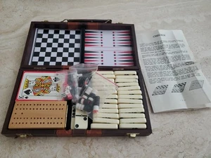 Vintage 6-in-1 Reisespiel Set, Schach, Dame, Backgammon, Dominosteine, Karten & Cribbage - Bild 1 von 12