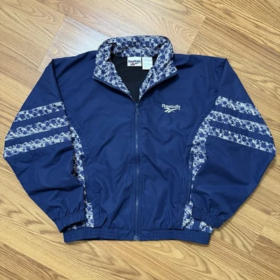 Chaqueta cortavientos Reebok vintage talla M cremallera completa hip hop preppy floral abstracta Foto 1 de 4