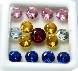 10 pcs Natural Sapphire Mix Color Round Cut CERTIFIED Loose Gemstone Lot - Picture 1 of 6