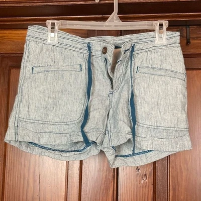 The North Face | Pantalones cortos con puños azul blanco a rayas mezcla de lino talla 0 Foto 1 de 4