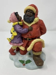 African American Black Santa Claus 7" resin figure With Girl And Presents - Picture 1 of 5