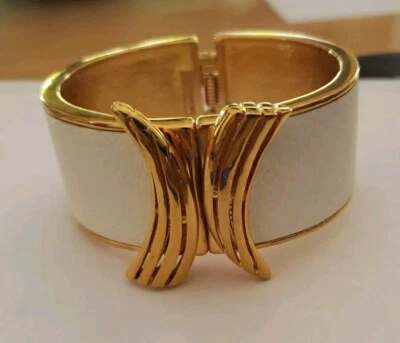 Rachel Zoe Double Horn & White Leather Bangle Bracelet - Image 1 of 4