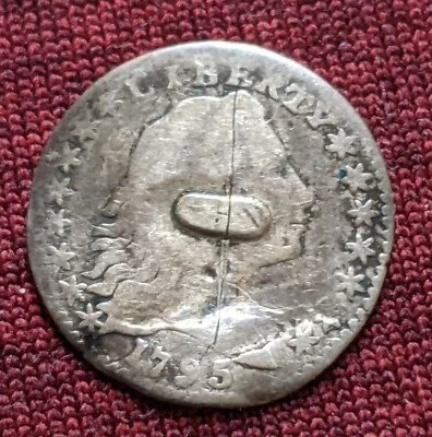 Sello contador de medio centavo de plata de Estados Unidos 1795 cabello suelto Foto 1 de 2