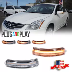 Clear Sequential Amber LED Side Mirror Signal Lights For 2009-2014 Nissan Maxima - Picture 1 of 9