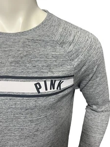 Victoria’s Secret PINK Women’s Sweatshirt Size Adult Small Long Sleeve Gray Logo - Picture 1 of 12