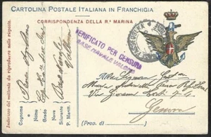 ITALY 1916 Censored Naval base Postcard to Genova - Picture 1 of 2