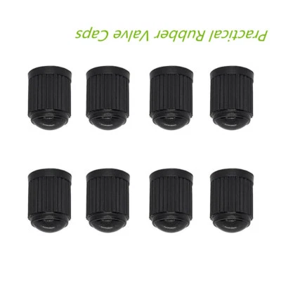 8X BLACK Plastic Tire Valves Air Dust Cover Stem Caps for Wheel Car SUV Bike  - Image 1 of 2