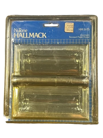 VTG HALLMACK NUTONE RECESSED BRASS TOILET PAPER ROLL HOLDER USA HM 1675 NOS Cover
