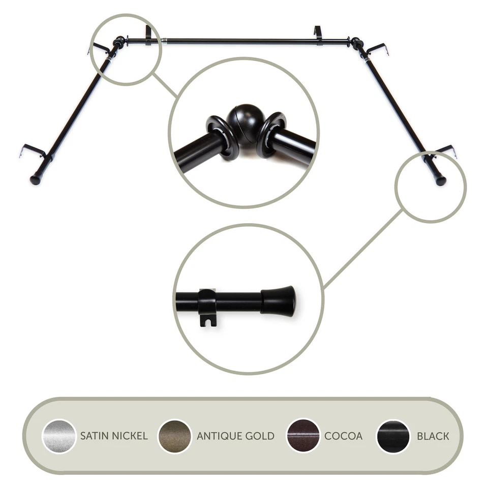 Domovina 5/8" Bay Window Curtain Rod Black - Image 1 of 1