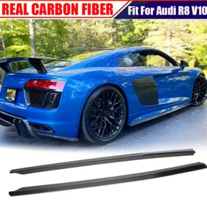 For Audi R8 V10 Gen 2 16-19 REAL CARBON FIBER Side Skirts Extensions Lip BODYKIT - Picture 1 of 18
