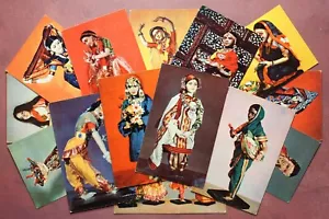 Indianer Tanzpuppen Indien Nationaltracht Russische Postkarten UdSSR 1968 SET 14🎀 - Bild 1 von 9