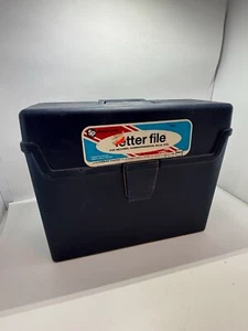 Vintage 1972 Sterling Letter File Storage Box Handle Dark Blue #274 Retro - Picture 1 of 9