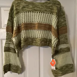 Cider KNIT SWEATER ROUND NECKLINE HOLLOW OUT LONG SLEEVE CROP TOP 2XL - Picture 1 of 15