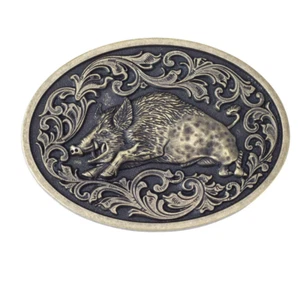 Gürtelschnalle Buckle Jagd für Gürtel bis 4 cm Metall Wildschwein Keiler gold - Bild 1 von 4