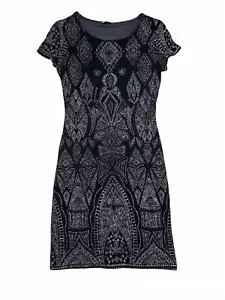Jump Apparel Y2K Black Short Sleeve Rainbow Glitter Stretch Bodycon Dress Small - Picture 1 of 7