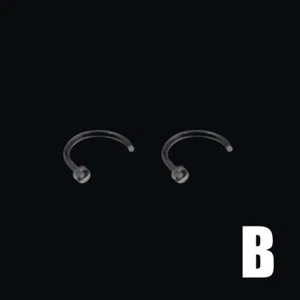 2x Clear Transparent Invisible Nose Stud. See Through Nose Stud Plastic Piercing - Picture 1 of 15