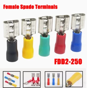Insulated Female Crimp Connector Spade Electrical Connectors Terminals Terminal - Picture 1 of 15