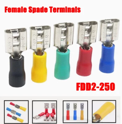 Insulated Female Crimp Connector Spade Electrical Connectors Terminals Terminal - Image 1 of 4